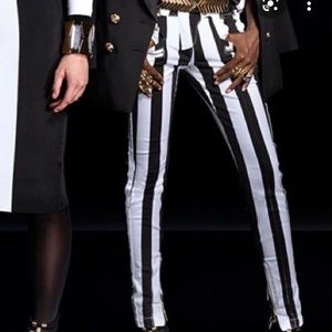 SOLD OUT! BALMAIN X H&M, black and white jeans with gold hardware in size 10